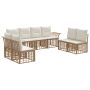 Lauko sofos komplektas 8 pcs Natūralus ir grietinėlės baltas