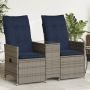 Atlošiama sodo sofa, 2 vietų, su staliuku, pilka, polirotangas