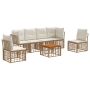 Lauko sofos komplektas 7 pcs Natūralus ir grietinėlės baltas