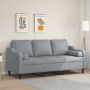 Trivietė sofa su pagalvėlėmis, šviesiai pilka, 180cm, audinys