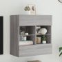 Sieninė TV spintelė su LED lemputėmis, pilka, 58,5x30x60,5cm