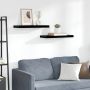 Pakabinamos lentynos, 2vnt., juodos, 60x23,5x3,8cm, MDF