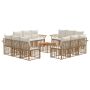 Lauko sofos komplektas 13 pcs Natūralus ir grietinėlės baltas