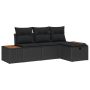 Sodo Sofų Rinkinys su pagalve 4 pcs Juoda Poli ratanas