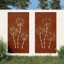 Sodo sienos dekoracija, 2 dalių, 105x55cm, corten plienas