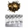 Eglutės žaisliukų rinkinys su viršūne ir 150 LED, 60 dalis
