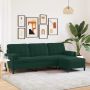 Trivietė sofa su pakoja, tamsiai žalios spalvos, 210cm, aksomas