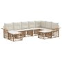 Lauko sofos komplektas 9 pcs Natūralus ir grietinėlės baltas