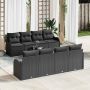 Sodo Sofų Rinkinys 9 pcs Juoda Poli Ratanas, Plienas ir Stiklas