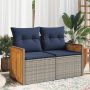 Sodo sofa su pagalvėlėmis, dvivietė, pilka, polirotangas