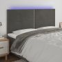 Galvūgalis su LED, tamsiai žalias, 160x5x118/128cm, aksomas