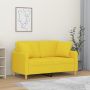 Dvivietė sofa su pagalvėlėmis, šviesiai geltona, 120cm, audinys
