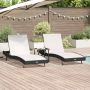 Saulės gultas 3 pcs Juoda ir Balta 197 x 70 x 82 cm poliratanas