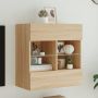 Sieninė TV spintelė su LED lemputėmis, ąžuolo, 58,5x30x60,5cm