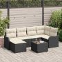Sodo Sofų Rinkinys su pagalve 7 pcs Juoda ir balta Poli ratanas