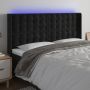Galvūgalis su LED, juodos spalvos, 183x16x118/128cm, aksomas