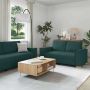 Sofa 3 pcs Tamsiai žalia 220 x 80 x 84 cm Lino mišinio audinys
