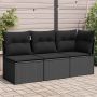 Sodo sofa su pagalvėlėmis, 3 sėdimos vietos, juodas, polirotangas