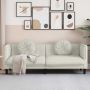 Trivietė sofa su pagalvėlėmis, kreminės spalvos, aksomas