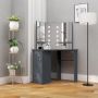 Kampinis kosmetinis staliukas su LED, pilkas, 111x54x141,5cm