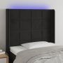 Galvūgalis su LED, juodos spalvos, 103x16x118/128cm, aksomas