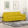 Trivietė sofa su pagalvėlėmis, geltonos spalvos, 180cm, aksomas