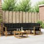 Lauko sofos komplektas su pagalve 6 pcs Natūrali ir juoda