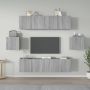 TV spintelių komplektas, 6 dalių, pilkas ąžuolo, mediena