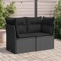 Sodo sofa su pagalvėlėmis, dvivietė, juoda, polirotangas