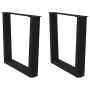 Kavos staliuko kojelės, V formos, 2 vnt., juodos, 60x(42-43,3) cm, plienas