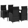 Sofa Stalo Rinkinys su pagalve su pagalve 5 pcs Juoda
