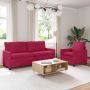 Sofos komplektas 2 pcs Vyno raudona Aksomas