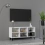 TV spintelė su metalinėmis kojelėmis, balta, 103,5x30x50cm