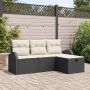 Sodo Sofų Rinkinys su pagalve 4 pcs Juoda Poli ratanas