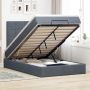 Osmanų lovos rėmas su čiužiniais, pilkas, 120x190 cm, aksomas