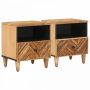 Naktinis staliukas su stalčių 2 pcs Ruda 50 x 33 x 60 cm