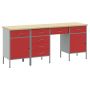 Darbo spinta su stalčių 4 pcs Raudona 200 x 55 x 85 cm