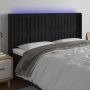 Galvūgalis su LED, juodos spalvos, 203x16x118/128cm, aksomas