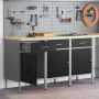 Darbo spinta su stalčių 3 pcs Juoda ir pilka 150 x 55 x 85 cm