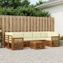 Lauko sofos komplektas su pagalve 8 pcs Natūralus ir grietinėlė