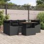 Sodo Sofų Rinkinys su saugykla 7 pcs Juoda Poli ratanas