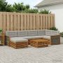 Lauko sofos komplektas 7 pcs Natūrali ir šviesiai pilka