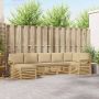 Lauko sofos komplektas 6 pcs Balta ir Bežė 306 x 128,5 x 73 cm