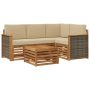 Lauko sofos komplektas 5 pcs Natūralus ir bežinis