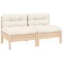 Dvivietė sodo sofa su kreminėmis pagalvėlėmis, pušies masyvas