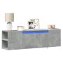 Sieninė TV spintelė su LED lemputėmis, betono, 135x31x39,5cm