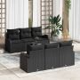 Sodo Sofų Rinkinys 7 pcs Juoda Poli ratanas, plienas ir stiklas