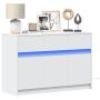 Televizoriaus spintelė su LED, balta, 91x34x61cm, mediena