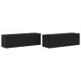 Televizoriaus spintelė 2 pcs Juoda 100 x 30 x 30 cm