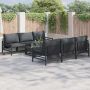 Sodo Sofų Rinkinys su pagalve 7 pcs Juoda Plienas